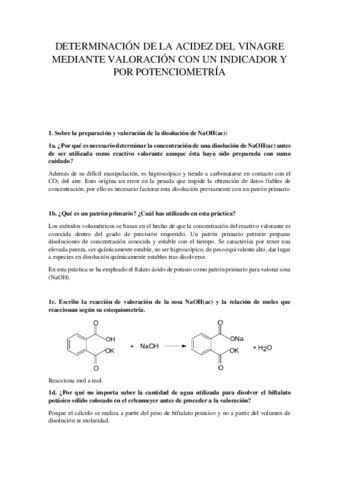 DETERMINACION DE LA ACIDEZ DEL VINAGRE MEDIANTE VALORACION CON UN