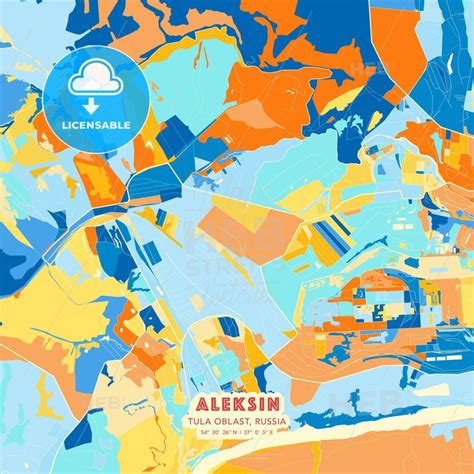 aleksin tula oblast russia blue  orange vector art map template hebstreits map art