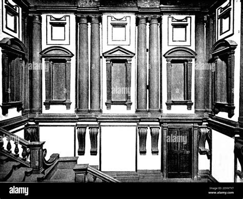 Laurentian Library Vestibule Stock Photo Alamy