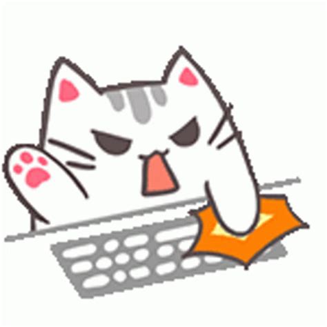 Angry Typing Cat Sticker - Angry Typing Cat - Discover & Share GIFs