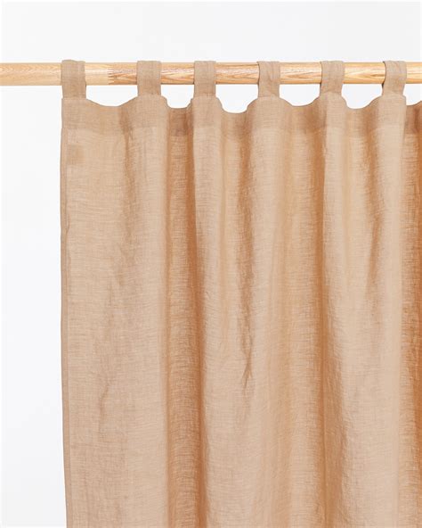 Tab Top Linen Curtain Panel In Latte Magiclinen Magiclinen