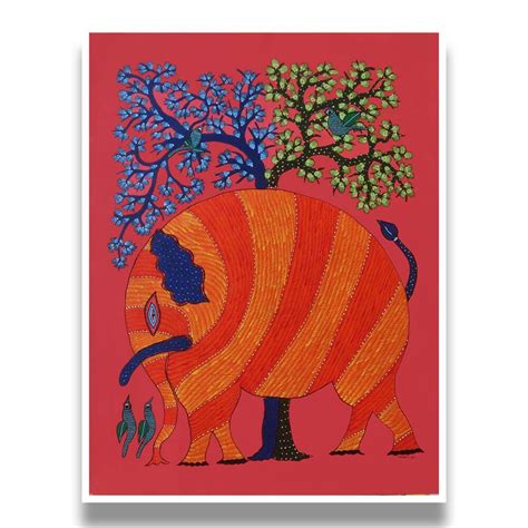 birds gond painting artwork tribal art india