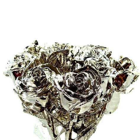 Platinum Dipped Roses One Dozen Silver Roses Silver Dip Platinum Rose