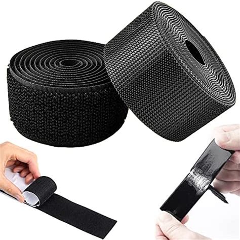 Self Adhesive Hook And Loop Strips Tape Roll In X Ft Black Heavy