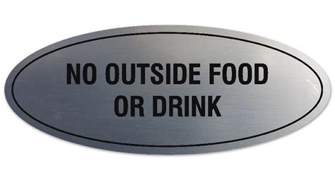 Signs Bylita Oval No Outside Food Or Drink Sign Laser Engraved Lettering Durable Abs Plastic