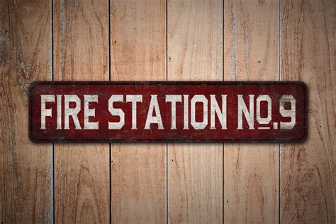 Fire Station Sign Custom Fire Station Vintage Style Sign Fire Station ...