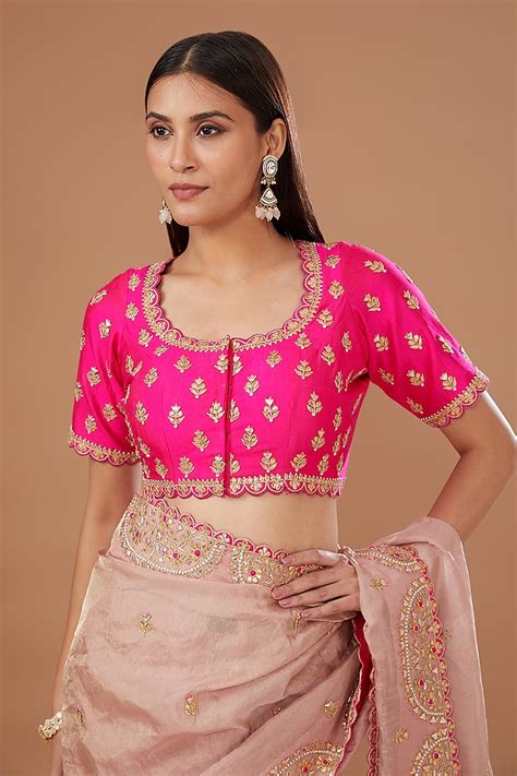 Pink Pure Tissue Embroidered Saree Set Design By Surbhi Shah At Pernias Pop Up Shop 2024