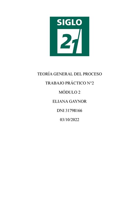 Teoría General Del Proceso Tp2 TeorÍa General Del Proceso Trabajo