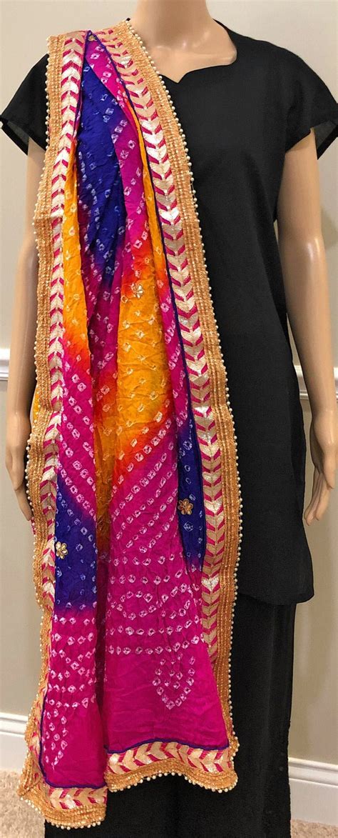 10 Pcs Multi Color Dupatta Rajasthani Bandhej Dupatta Silk Etsy