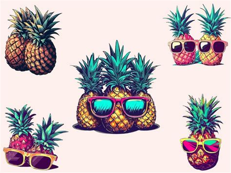 Premium Vector Pineapple With Sunglasses Summer Concept