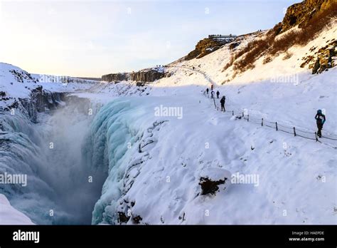 Photo Of Gullfoss Waterfall During Winter Stock Photo Alamy