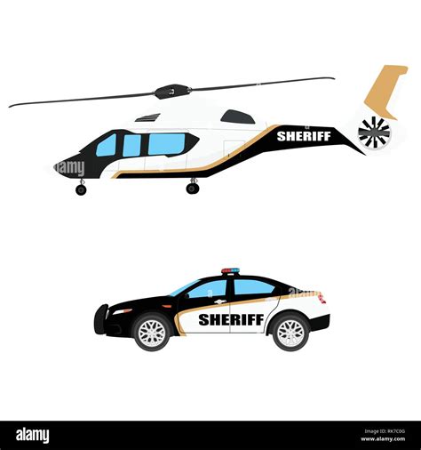 Police, sheriff helicopter and car icon. Aircraft vehicle. Urgency and emergency police services ...