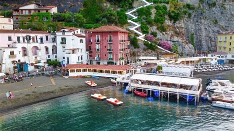 SORRENTO, ITALY - JUNE 25, 2021: Aerial View of Beautiful Beach and ...