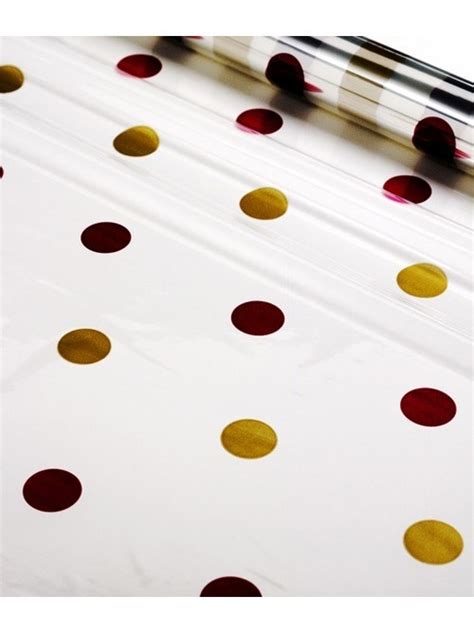 Rolls 40 X 100 Designs Big Gold And Crandberry Dots Cellodepot