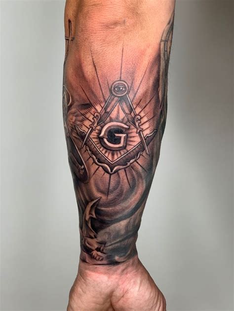 Free Mason Tattoo Masonic Tattoos Freemason Tattoo Arm Tattoos For Guys