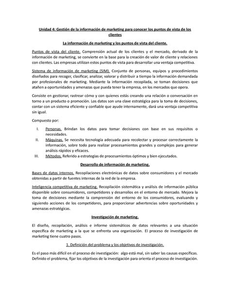 Unidad 4 Gestión de la información de marketing para conocer los puntos