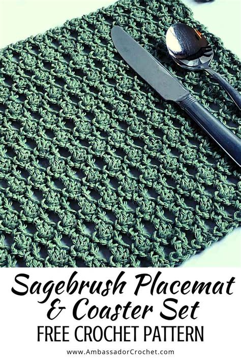 Sagebrush Placemat Coaster Set Free Crochet Pattern Ambassador