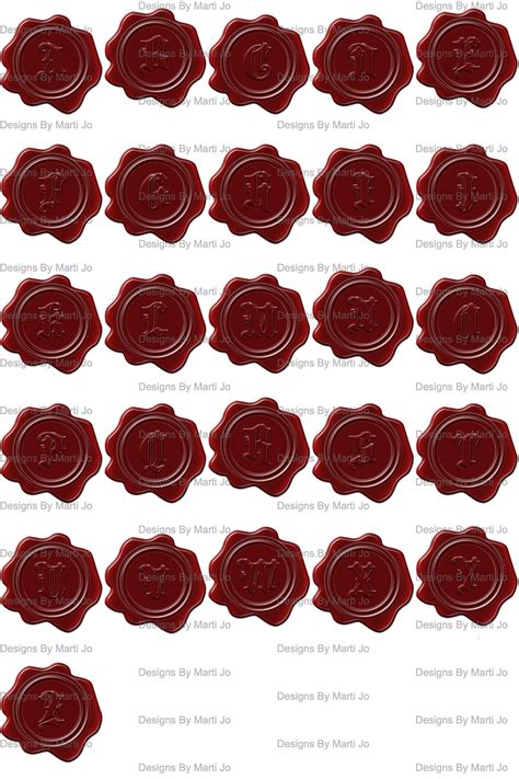 Red Wax Seal Letters Printable Wax Seal Alphabet Digital Etsy Wax