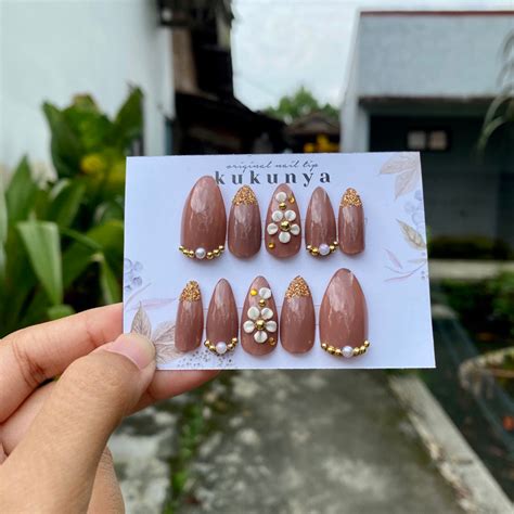 Jual Fake Nails Kuku Palsu Wedding Nude Nails Kuku Tunangan