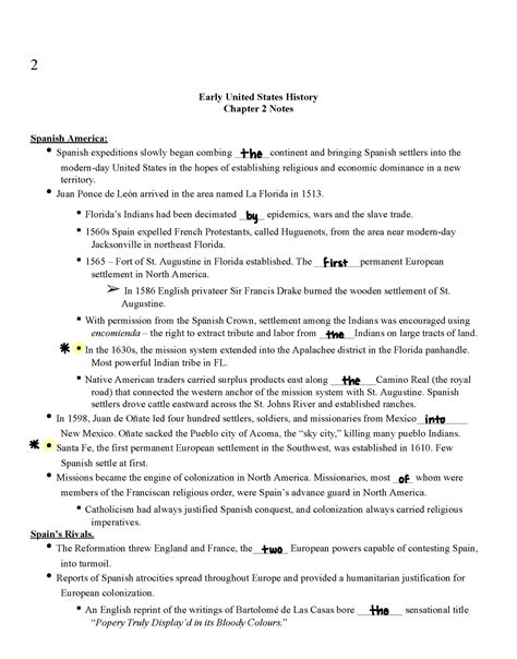 Early U S History Notes Chapter 2B 2 Early United States History