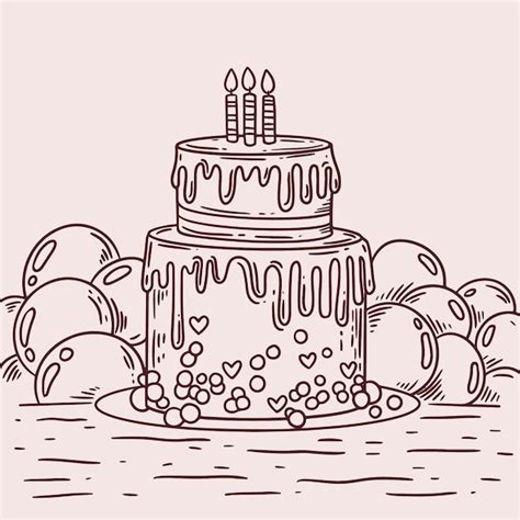 Premium Vector Hand Drawn Birthday Cake Outline Illustration