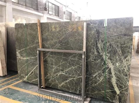 Tropical Rainforest Green Rain Brown Vein Marble Slabs Tiles From China