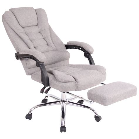 Fauteuil De Bureau JAMES Repose Pieds Grand Confort Tissu Gris