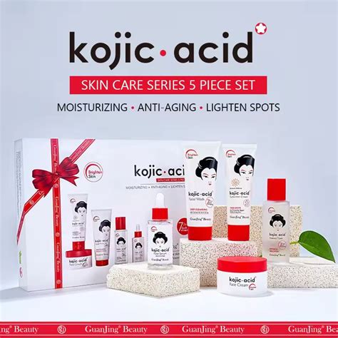 Guanjing Kojic Acid Whitening Anti Aging Skin Care Set 5pcs Bioaqua