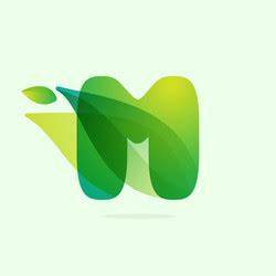 Letter M Alphabet Of Green Leaves Vector Images Over