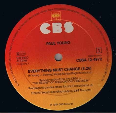 Paul Young Everything Must Change Special Extended Mix Maxi 12