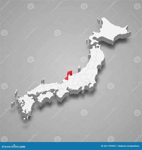 ishikawa region location  japan  map stock vector