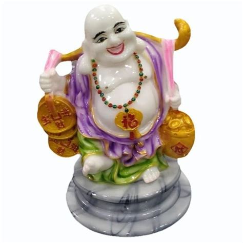 Paint Coated 6inch Marble Laughing Buddha Statue For Decoration At Rs