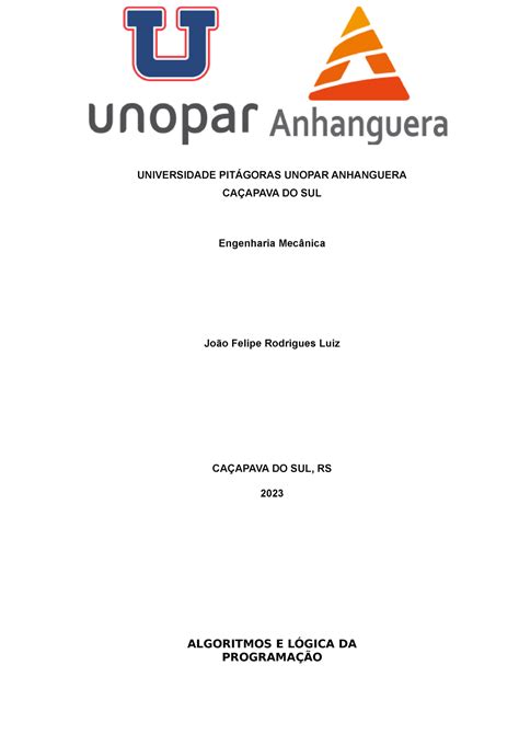 Relatorio De Aula Prática Algoritmos E Logica De Programação João Felipe Rodrigues