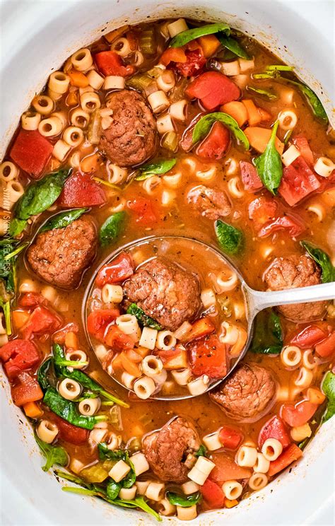 Slow Cooker Italian Meatball Soup The Chunky Chef