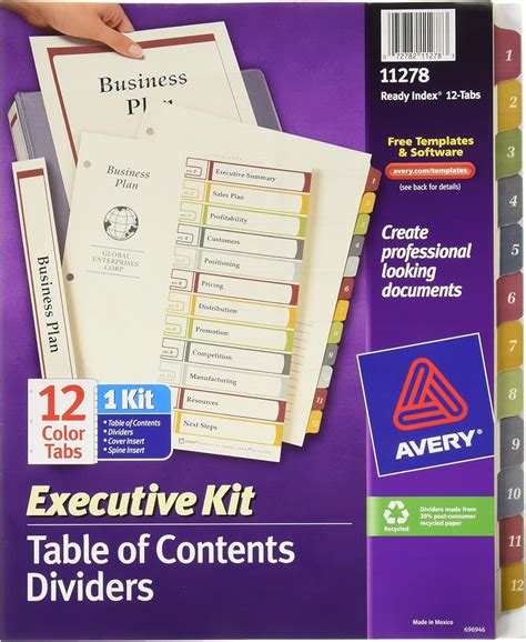 Avery Executive Ready Index Tablecontents Dividers 12