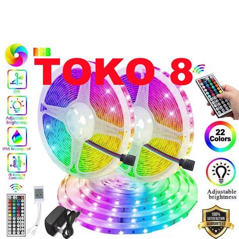 Jual LED STRIP RGB 5050 WARNA WARNI IP44 AC 220V ADAPTOR REMOTE