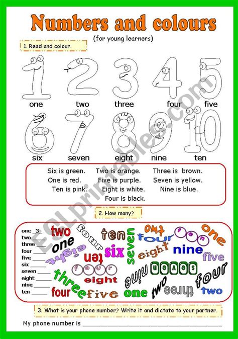 Numbers And Colours 4 Pages 12 Activities Esl Worksheet By Larisa