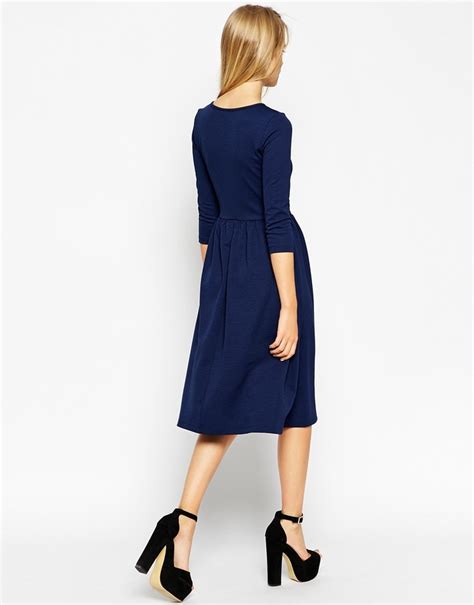 Robe midi plissée bleu marine Asos 45 Asos Lookastic France