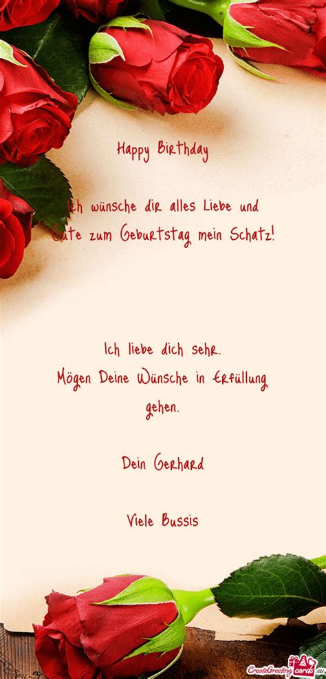 Happy Birthday Ich wünsche dir alles Liebe und Gute Free cards