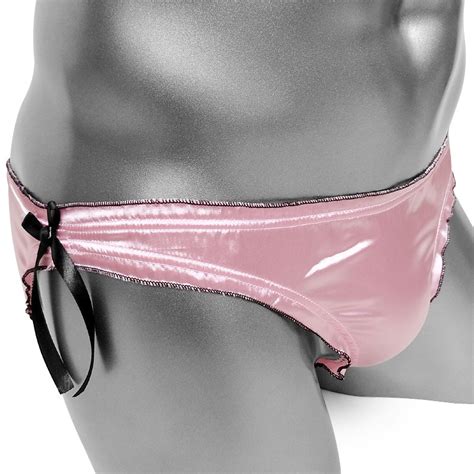 Mens Crossdressing Briefs Sexy Lingerie Soft Shiny Satin Low Rise Sissy