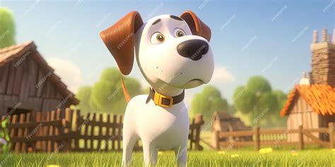 Premium Photo | Cartoon Little Funny Puppy Dog On A Farm