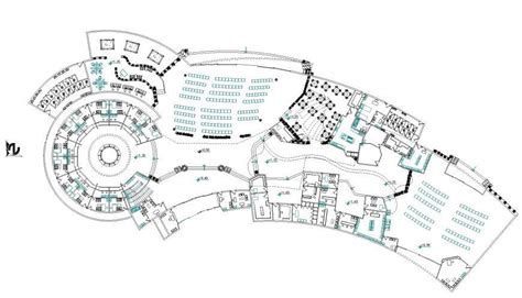 Commercial arc shape building plan autocad file - Cadbull