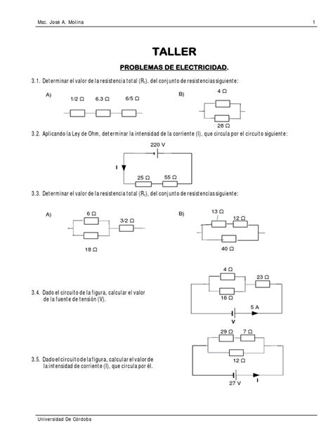 Taller De Electricidad Pdf Pdf Resistencia Eléctrica Y Conductancia Fuerza