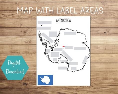 Antarctica Map Printable, Continent Map Printable, PDF Map, Instant ...