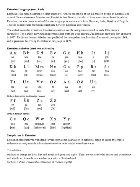 Estonian Language | Estonia | Languages Of Central Asia