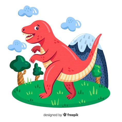 Premium Vector Hand Drawn T Rex Background