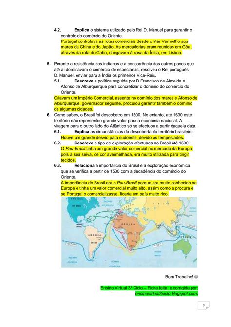 Ficha De Trabalho Sobre A Expansão Portuguesa 8º Ano SoluÇÕes Pdf