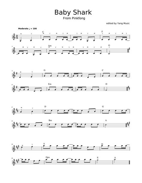 Baby Shark Sheet music for Violin (Solo) | Musescore.com