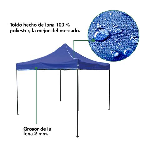 Gazebo Reforzado Toldo Carpa X Mt Azul Acero Electroventas