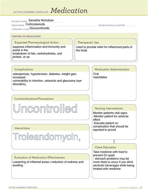 Ati Medication Template Printable